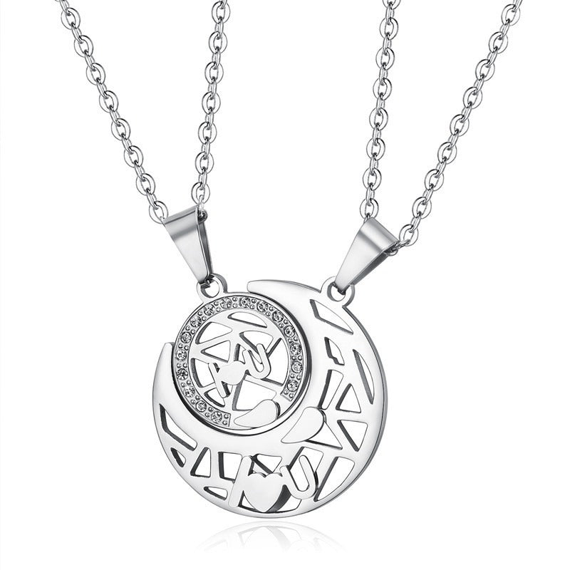 Kemston Sun Moon Couple Necklace Set for Men & Women Titanium Steel LOVE YOU TN0363