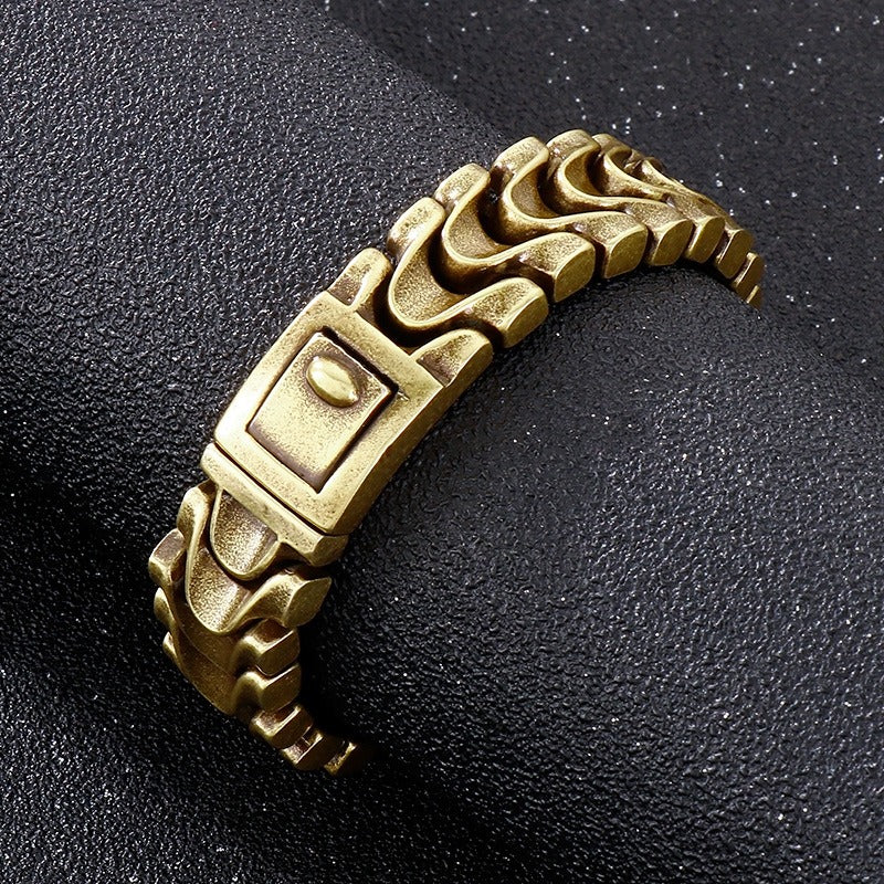 Kemstone Vintage Bolt-Chain Stainless Steel Bracelet - Bold Rugged Design for Men KB117455