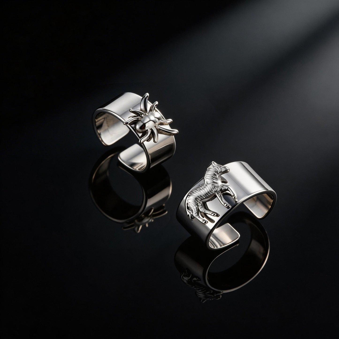 Kemstone Stainless Steel Animal Design Open Ring Spider Horse Vintage Wide Band for Men RC-1015