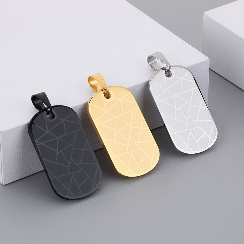Kemstone Bar Pendant Necklace Stainless Steel Minimalist Cross Crack Texture Men KP130991-HR