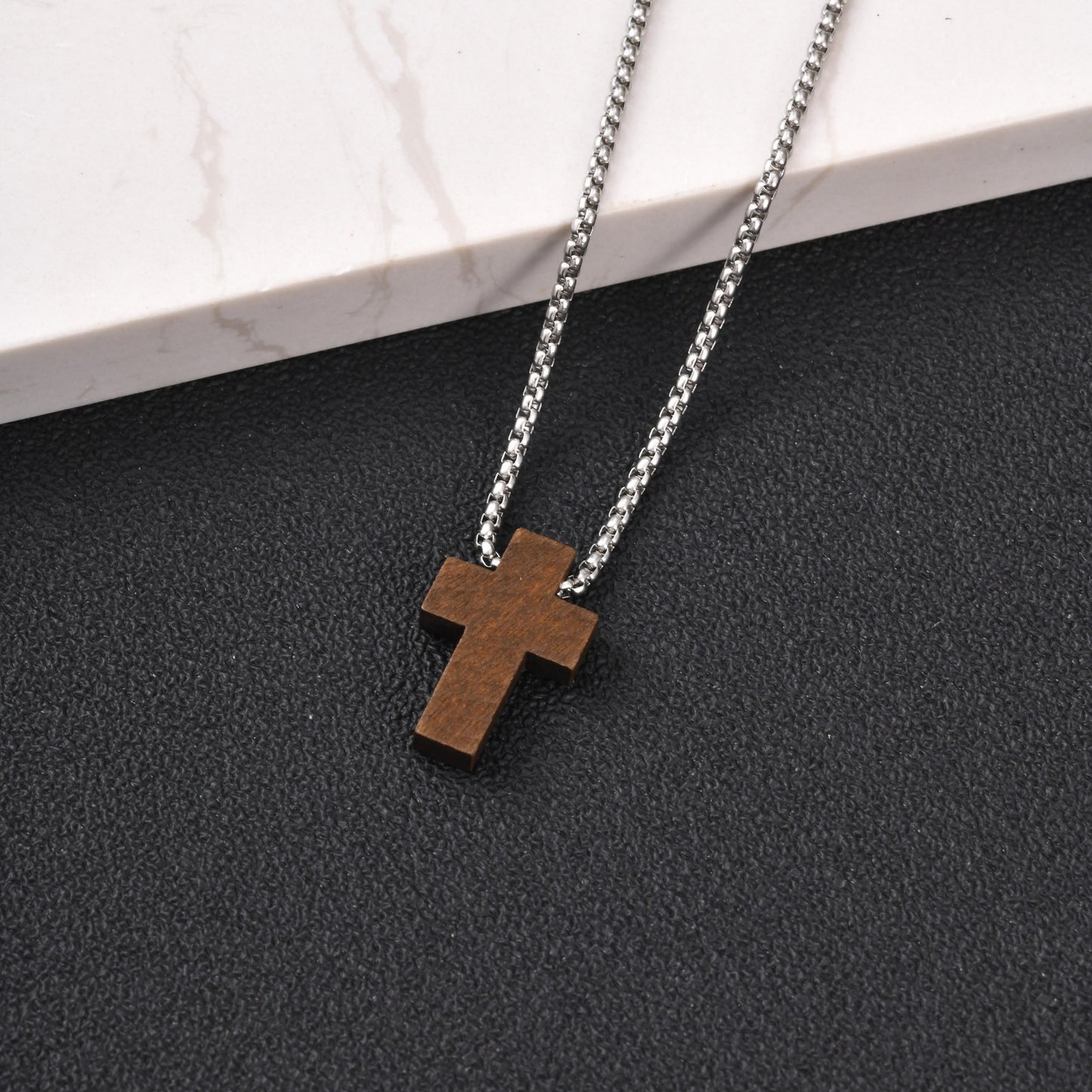 Kemstone Wooden Cross Necklace for Men with Stainless Steel Chain NC-2836