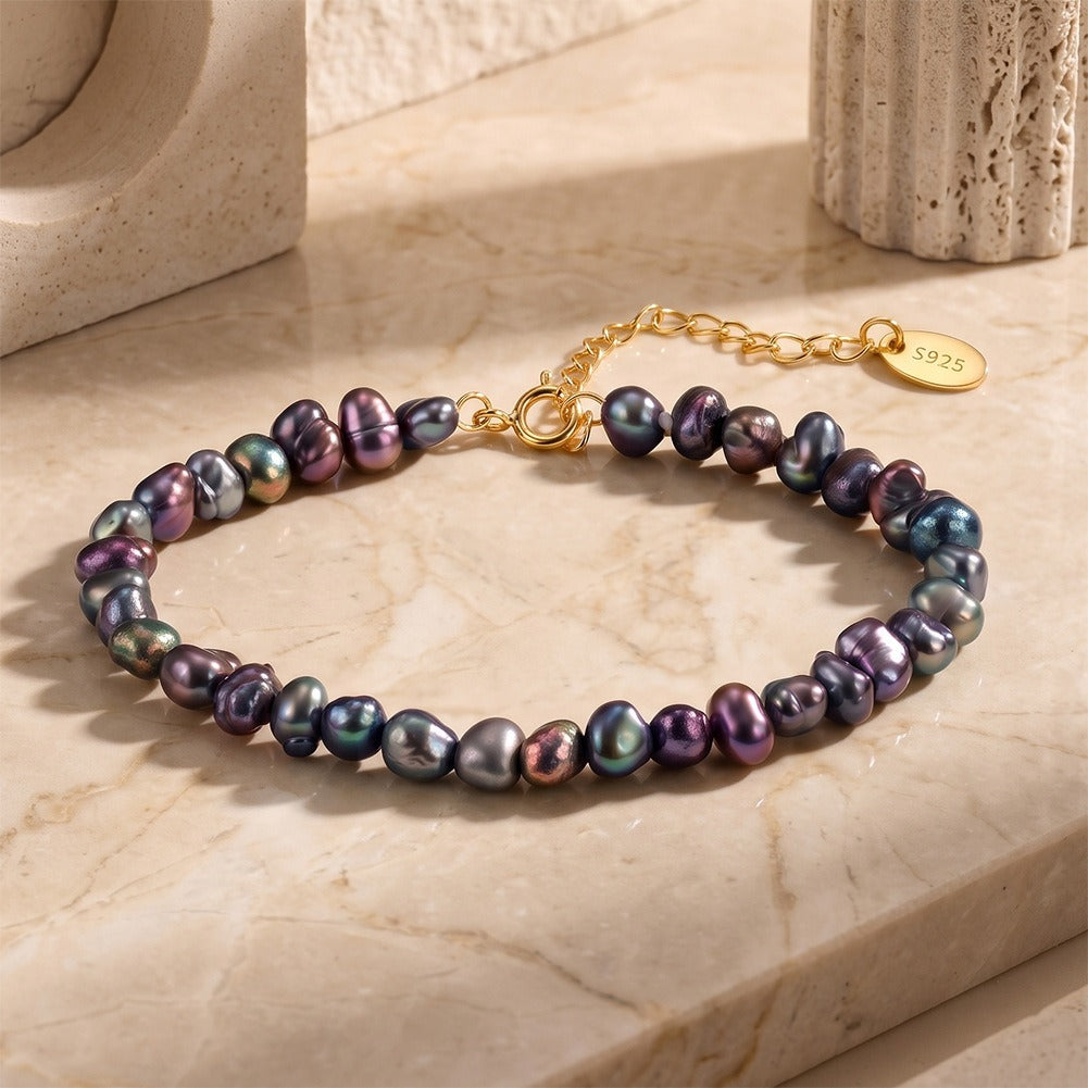 Kemston Multicolor Freshwater Pearl Bracelet for Women 925 Sterling Silver GPB64