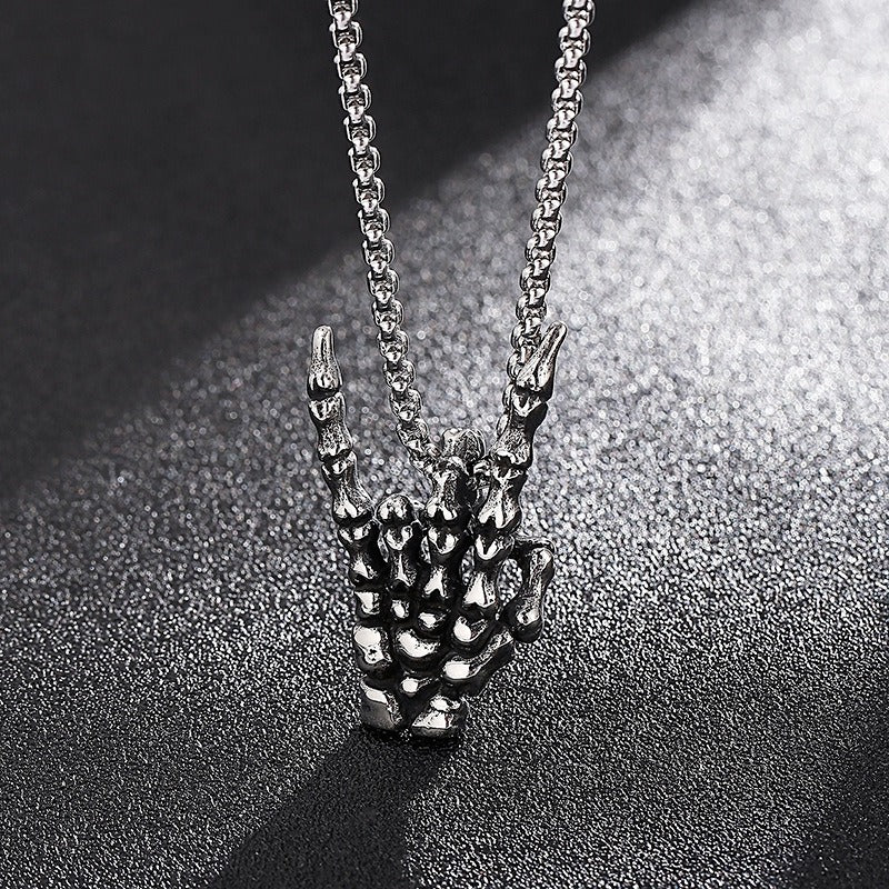 Kemstone Men’s Titanium Steel Victory Hand Pendant – Tiger Eye KP97636