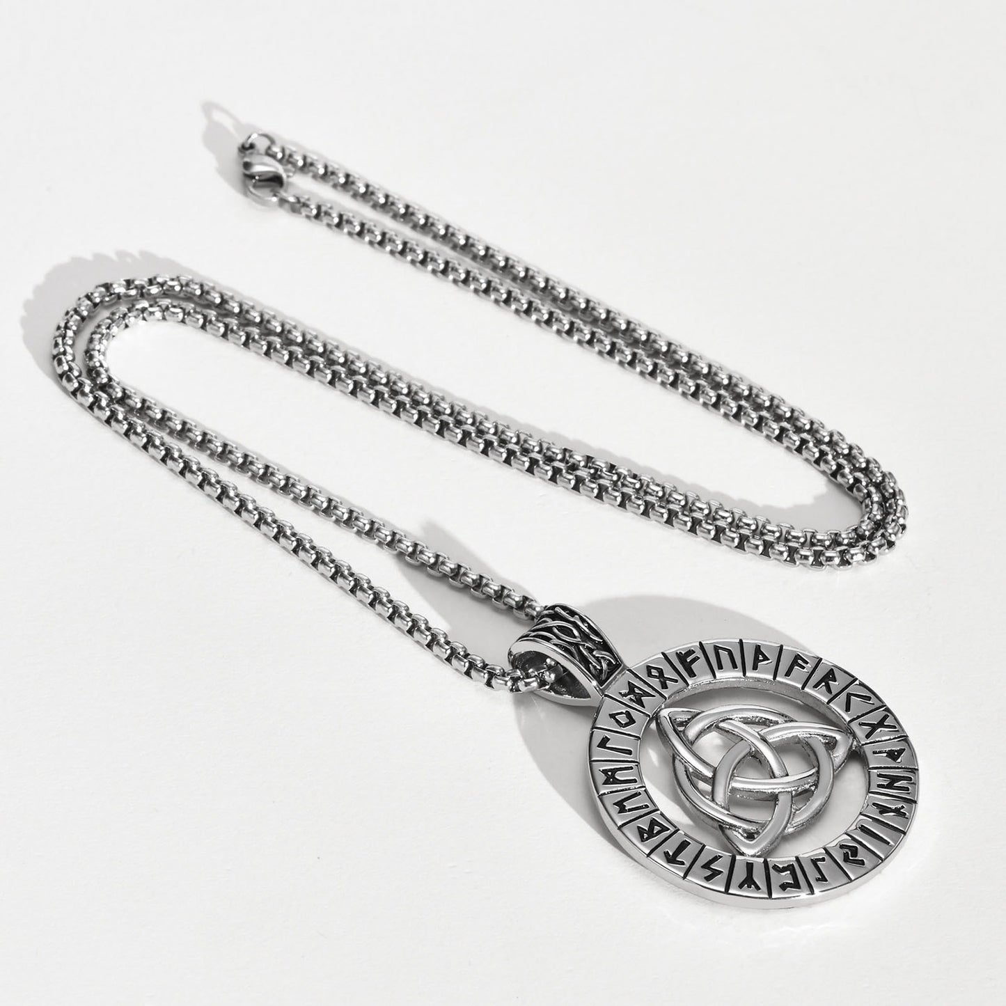 Kemstone Stainless Steel Celtic Knot Rune Pendant Necklace for Men PN-1629