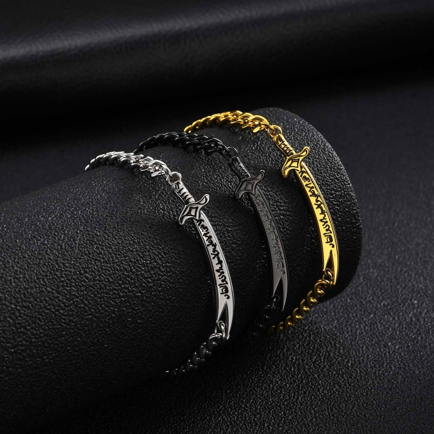 Kemstone Stainless Steel Blade Chain Bracelet for Men Cuban Link Gold Silver BR-2755