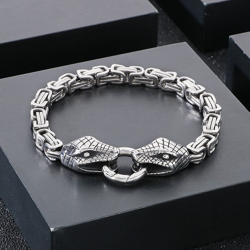 Kemstone Titanium Steel Double Snake Imperial Chain Bracelet for Men KB151148-Z