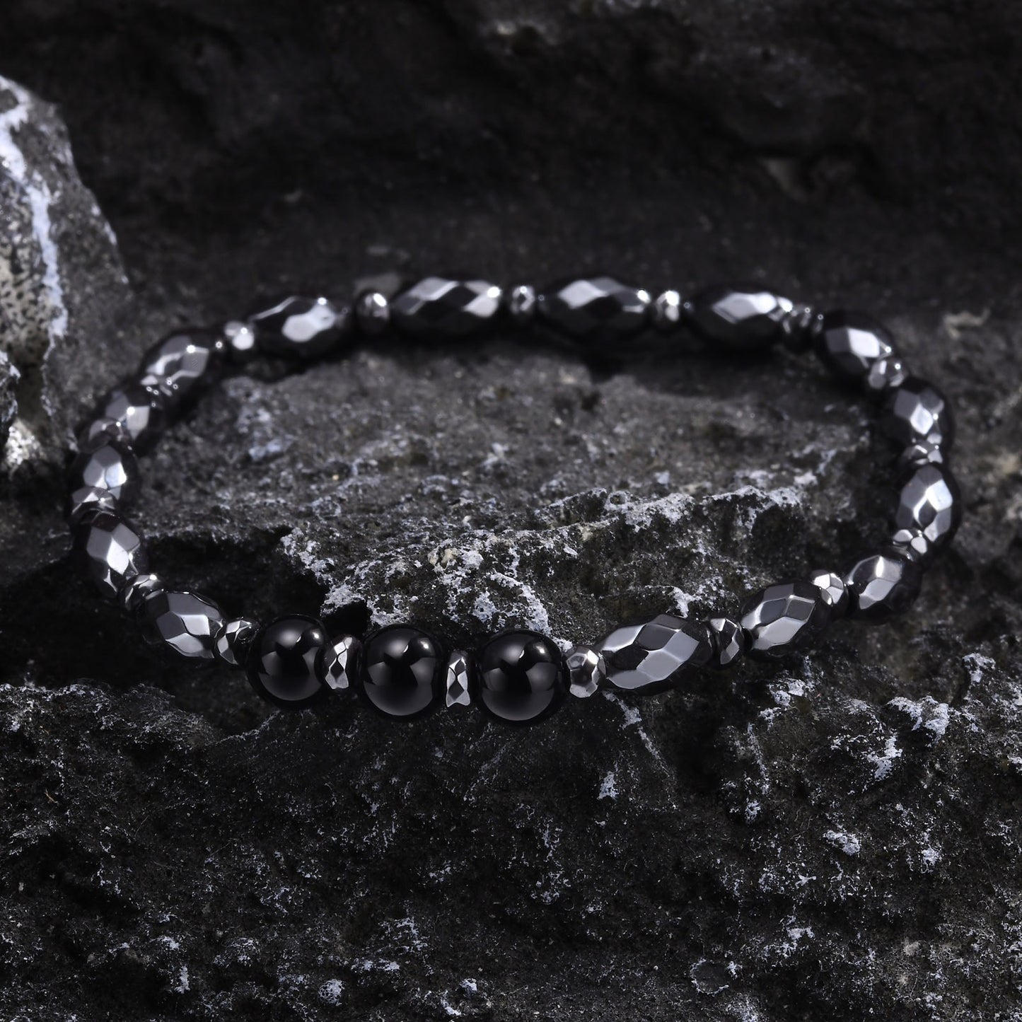 Kemstone Hematite Oval Beaded Bracelet for Men – Minimal Style BR-1792