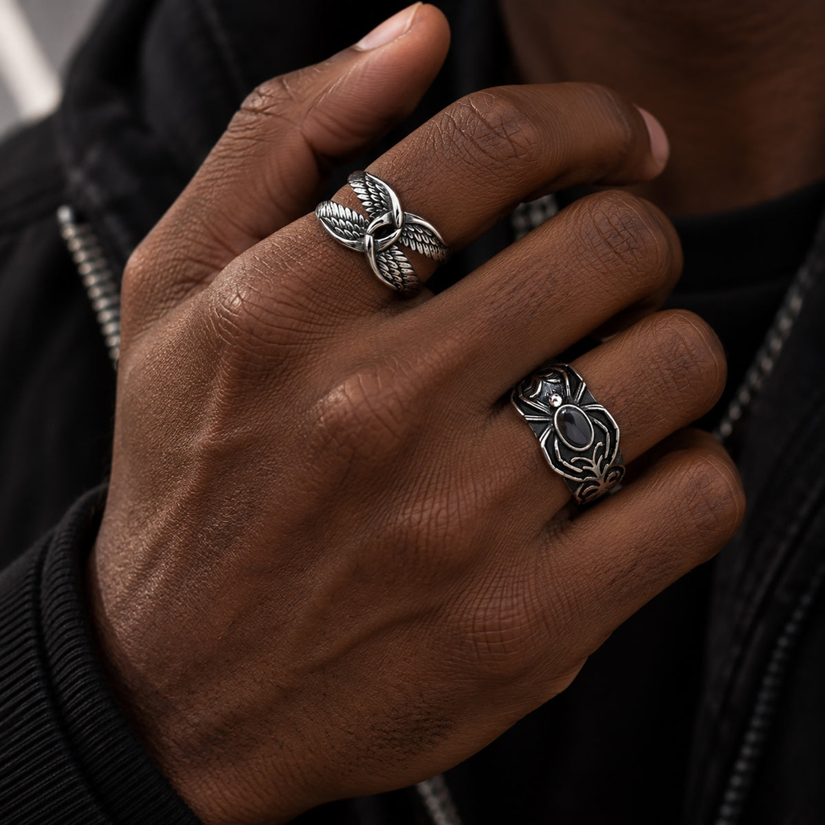 Kemstone Stainless Steel Wing Spider Ring for Men Punk RC-1188