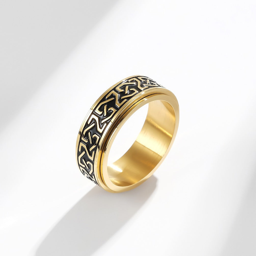Kemstone Stainless Steel Celtic Knot Spinner Ring – Wedding & Couple Band K-R615