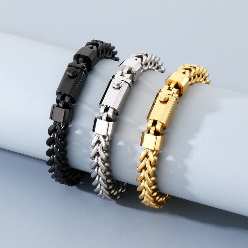 Kemstone Titanium Steel Woven Chain Bracelet for Men KB216602-KFC