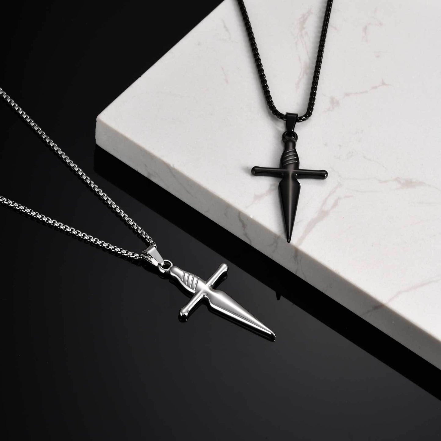 Kemstone Stainless Steel Cross Pendant Necklace for Men,SilverPN-2184