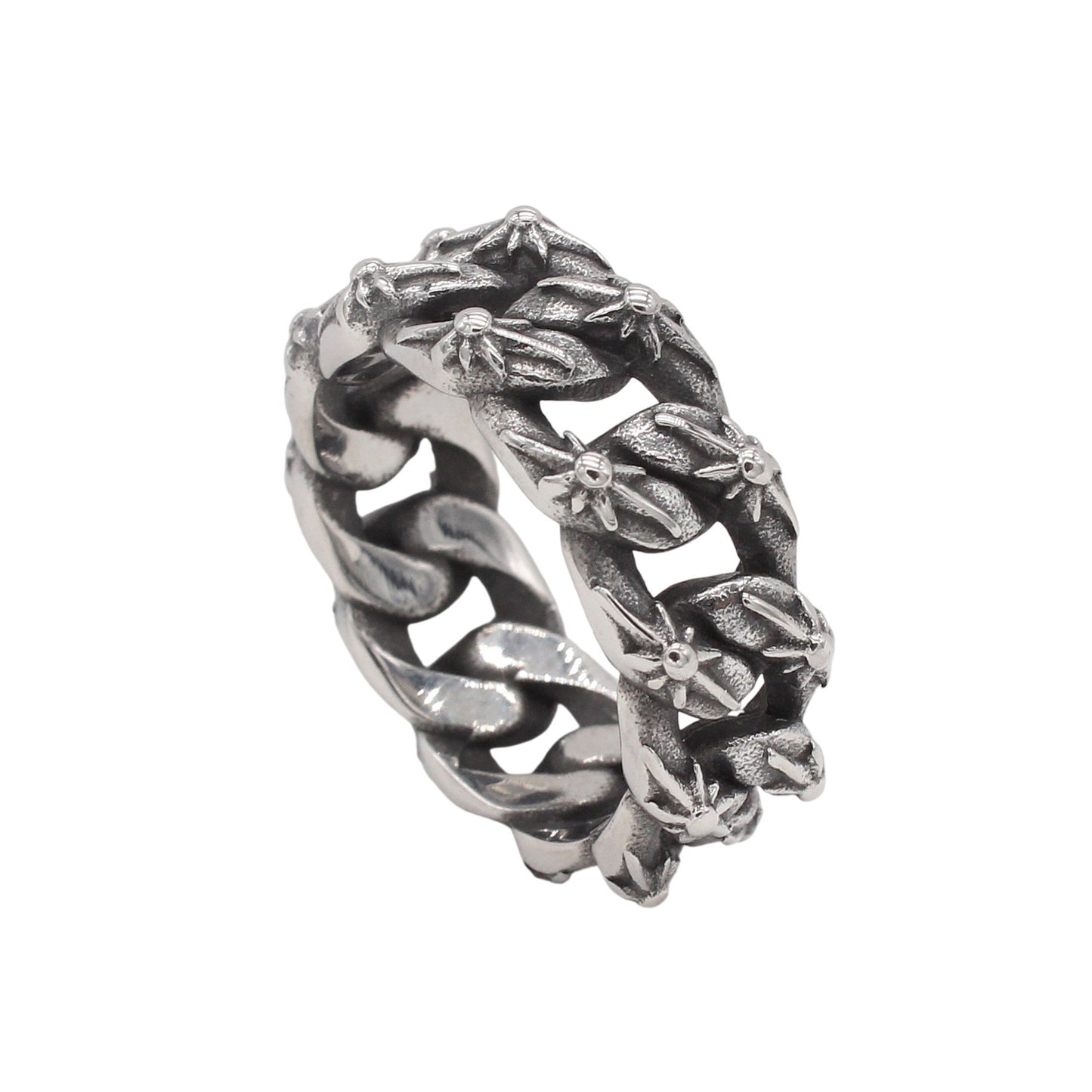 Kemstone Titanium Steel Vintage Chain Link Ring for Men R1932