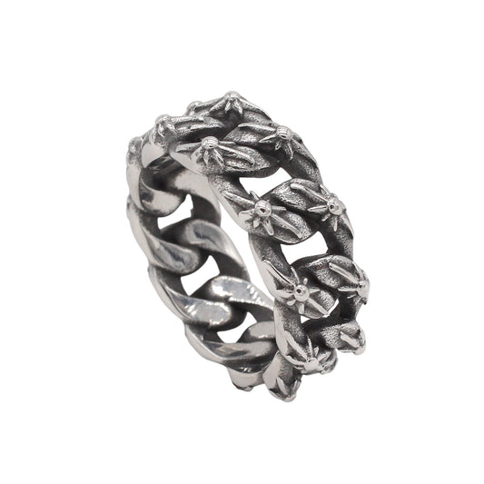 Kemstone Titanium Steel Vintage Chain Link Ring for Men R1932