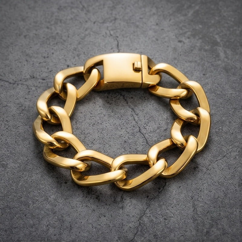 Kemstone Titanium Steel Cuban Link Bracelet for Men Square Link Chain KB213360-KJX