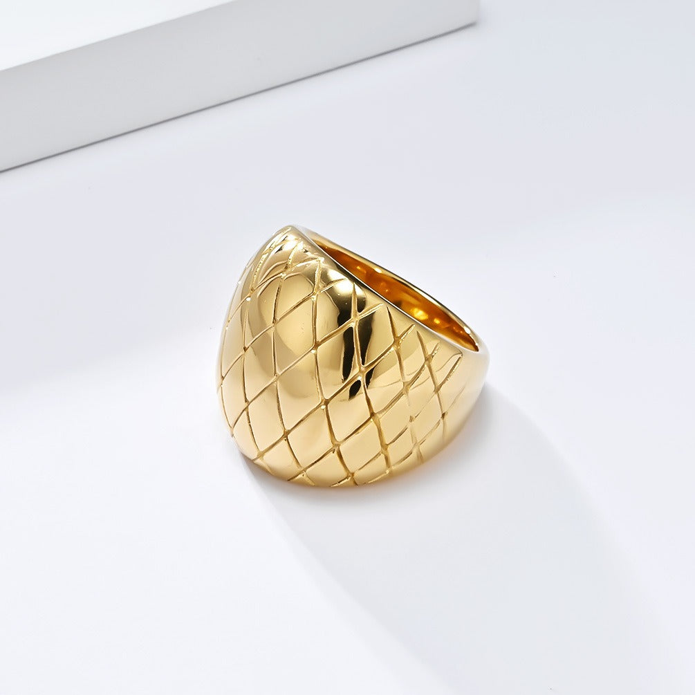 Geometric Mesh Stainless Steel Ring – Modern Artisan Design for Everyday Luxury and Timeless Expression K-R973