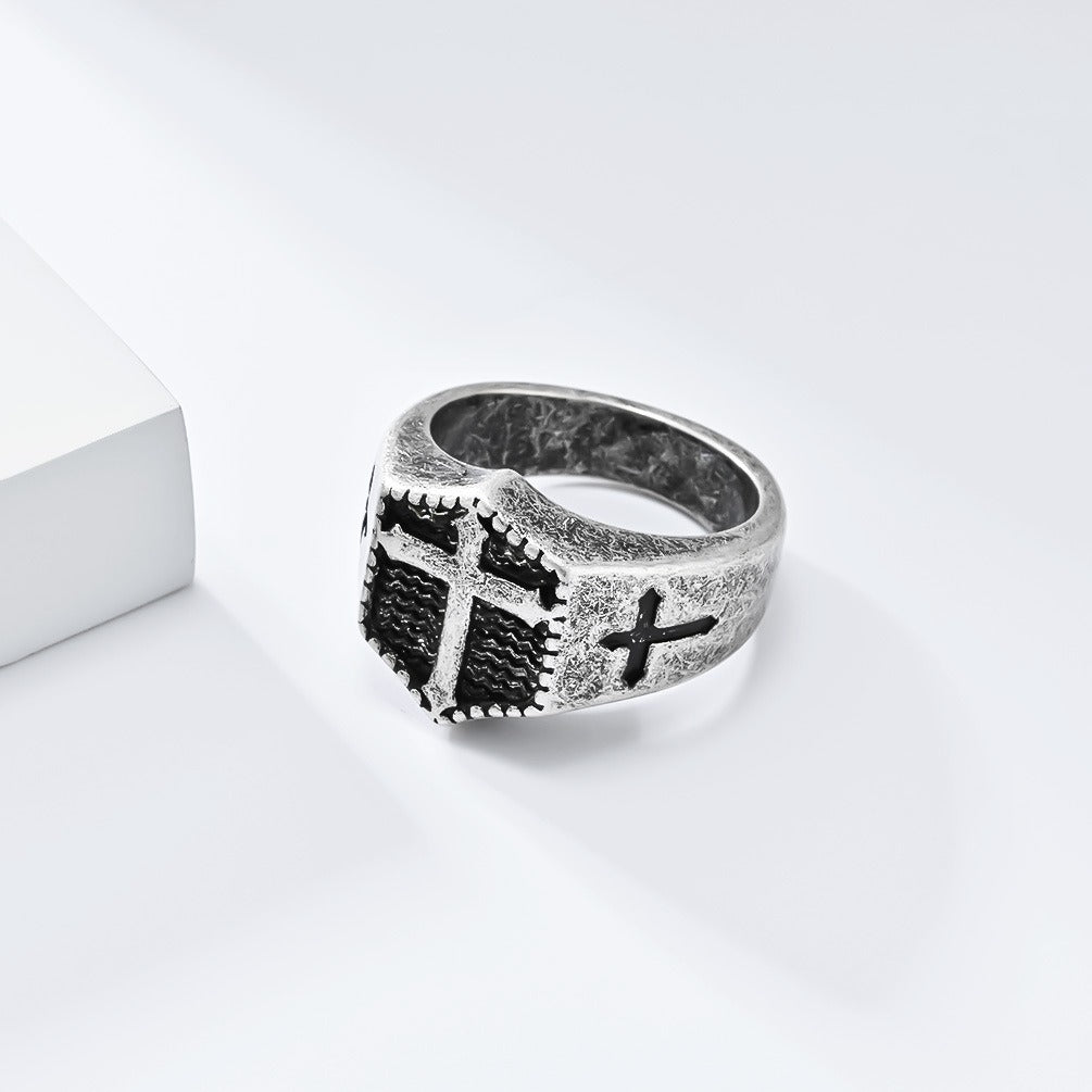 Kemstone Men’s Stainless Steel Cross Ring – Gothic Biker Band K-R895