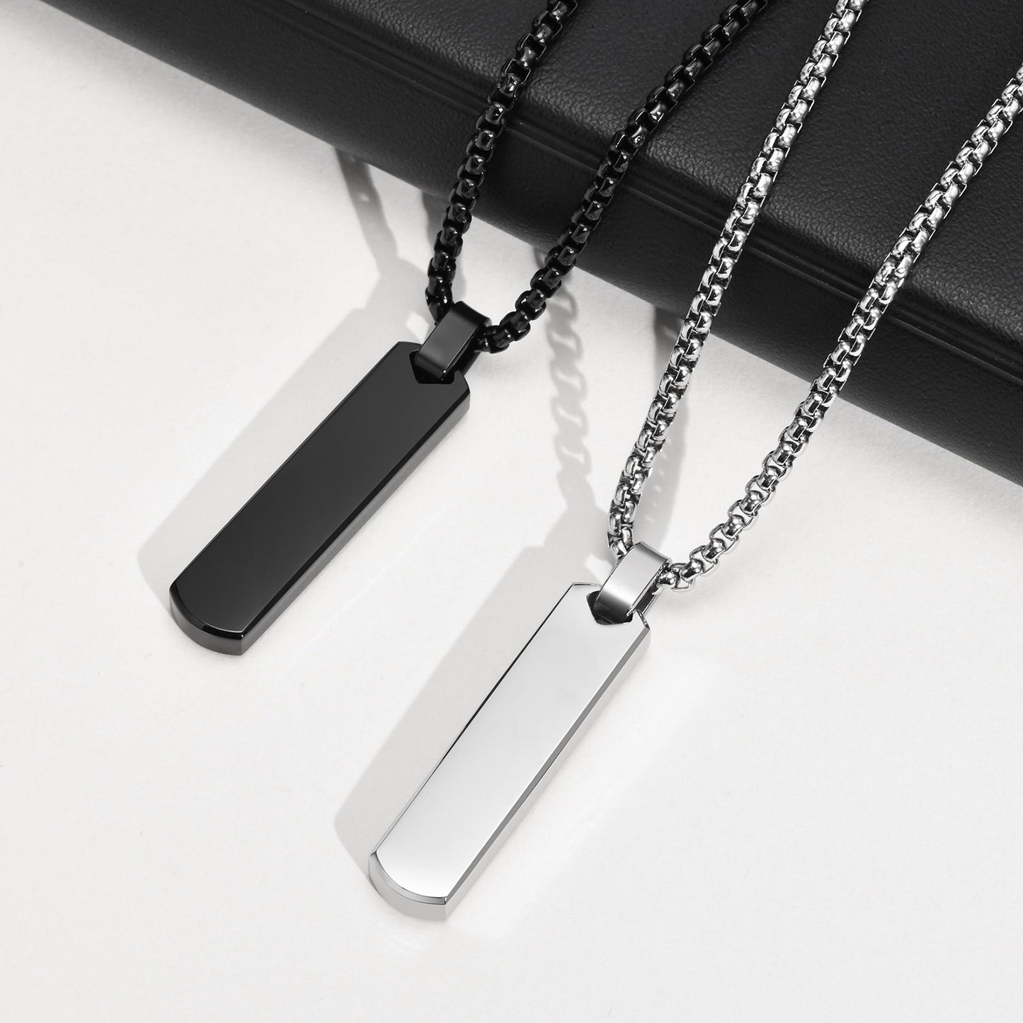 Collar con colgante de barra geométrica minimalista de acero inoxidable personalizable Kemstone - Joyería unisex personalizada para uso diario y regalos PN-1676