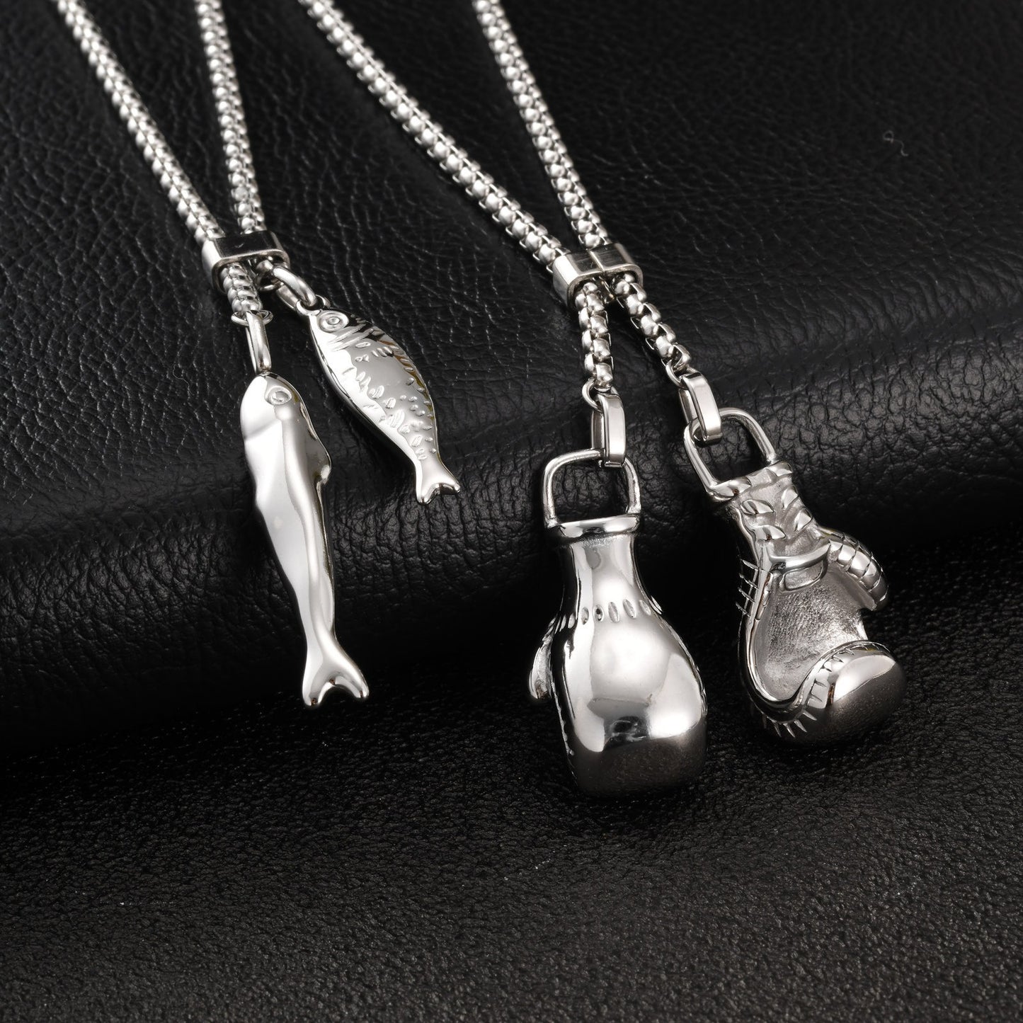 Kemstone Stainless Steel Boxing Glove Fish Pendant Necklace for Men NC-2576