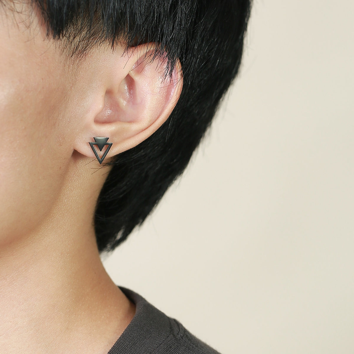 Kemstone Stainless Steel Triangle Stud Earrings for Men & Women ES-352