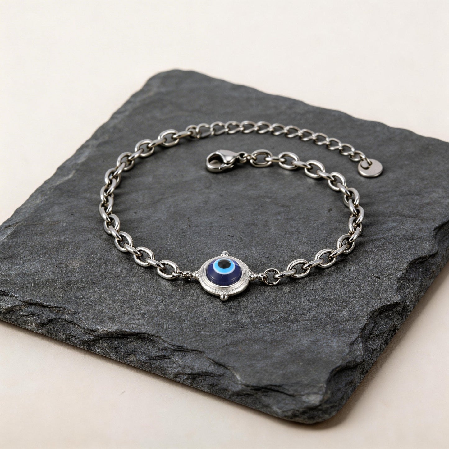 Kemstone Stainless Steel Eye Motif Chain Bracelet for Men Adjustable Link Bracelet BR-2882