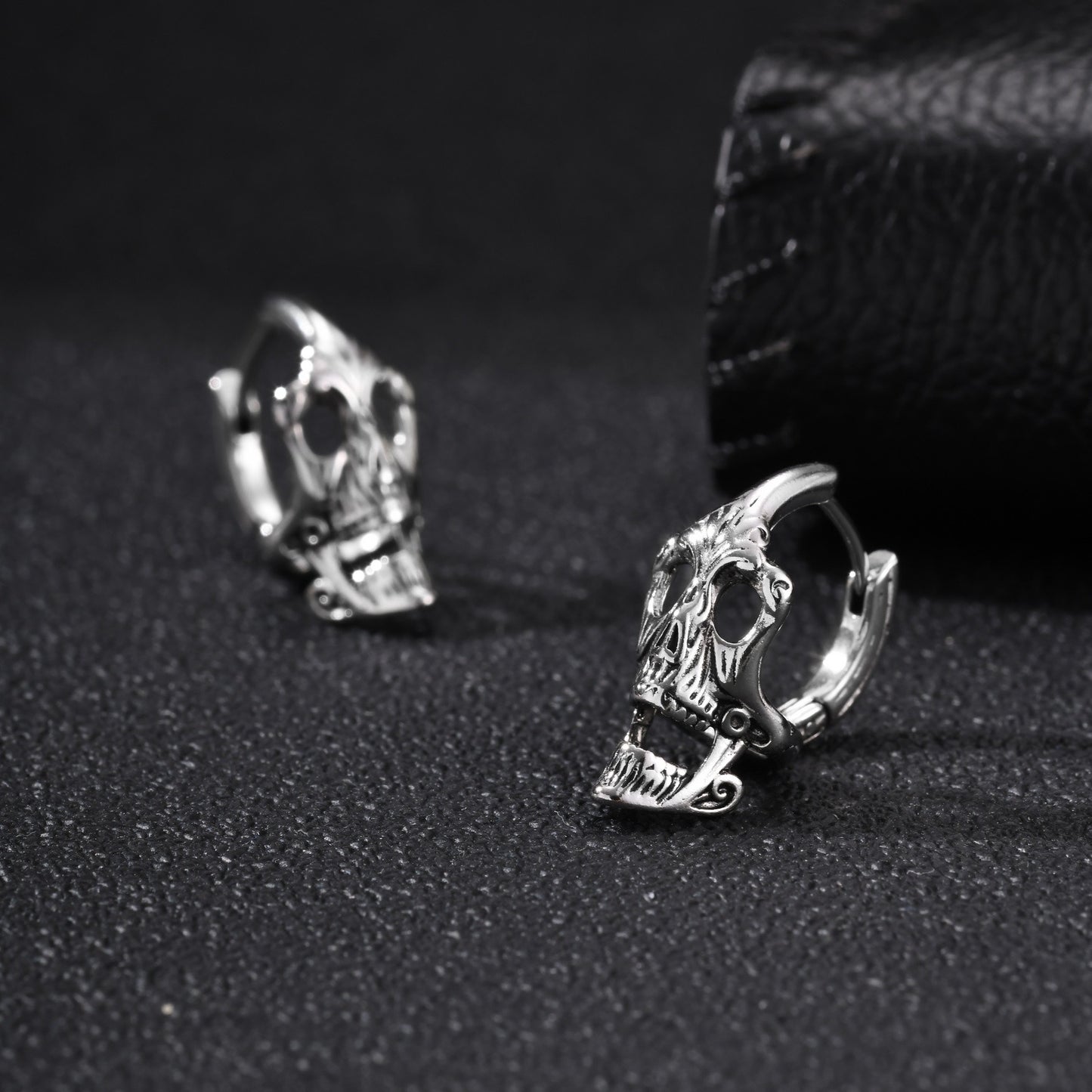 Kemstone Stainless Steel Skull Hoop Earring for Men Gothic Punk Ear Jewelry EH-890