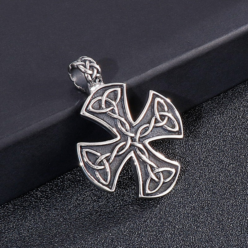 Kemstone Celtic Knot Cross Necklace for Men Titanium Steel Vintage KP54651-BD