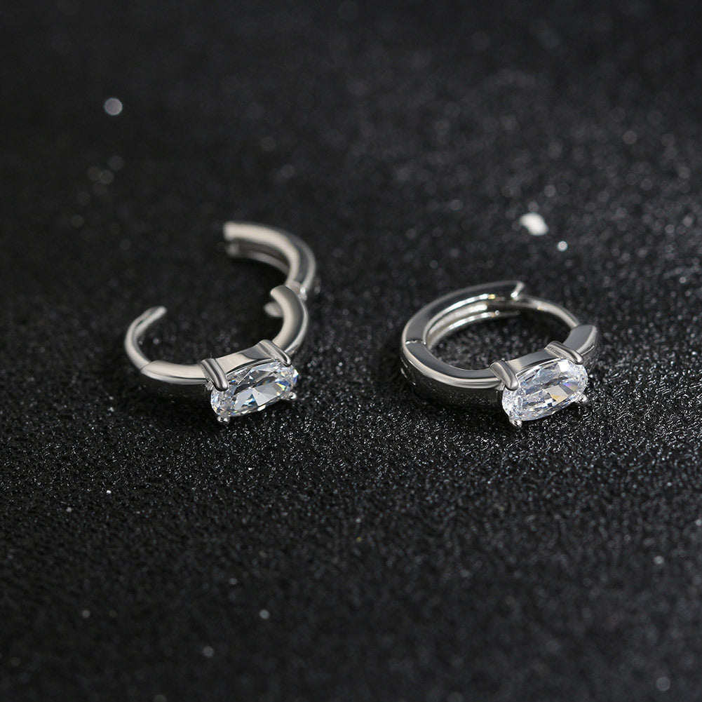 Geometric Hoop Huggie Earrings – 925 Sterling Silver Gold-Plated Micro Pave CZ, Handcrafted Dainty Lightweight Jewelry for Women A4-LZE23