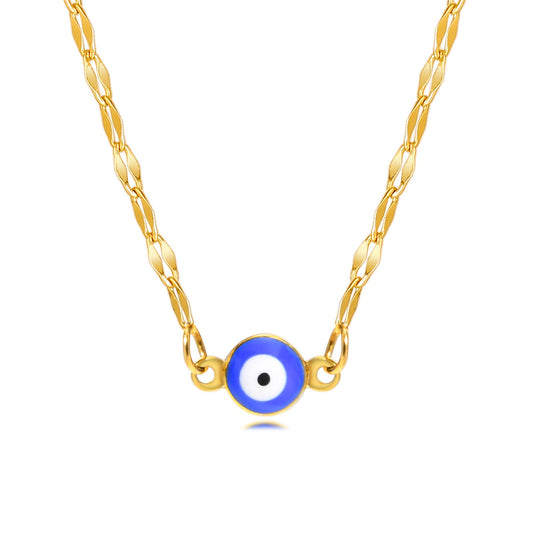 Collar de acero inoxidable Kemstone con forma de ojo malvado y labios - Cadena dorada para mujer NC-1263