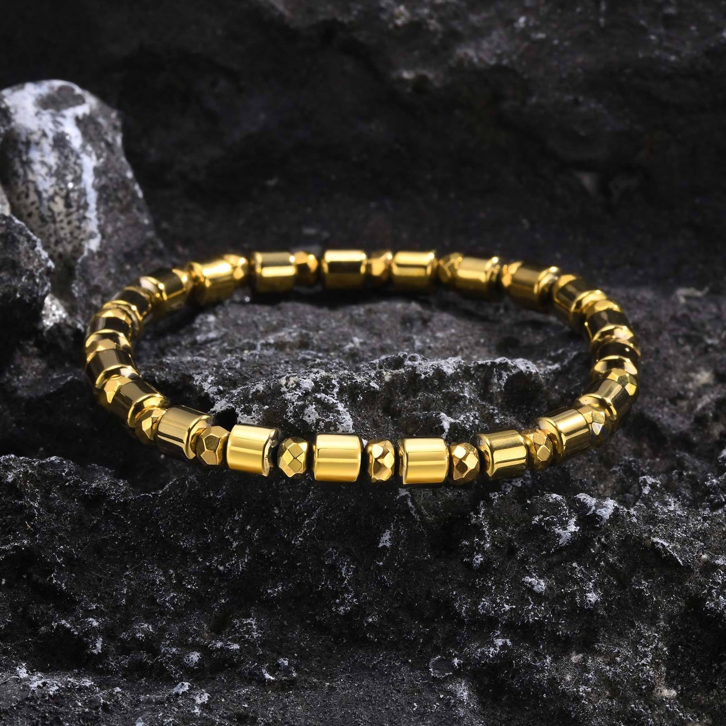 Kemstone Gold-Plated Hematite Beaded Bracelet for Men BR-1786
