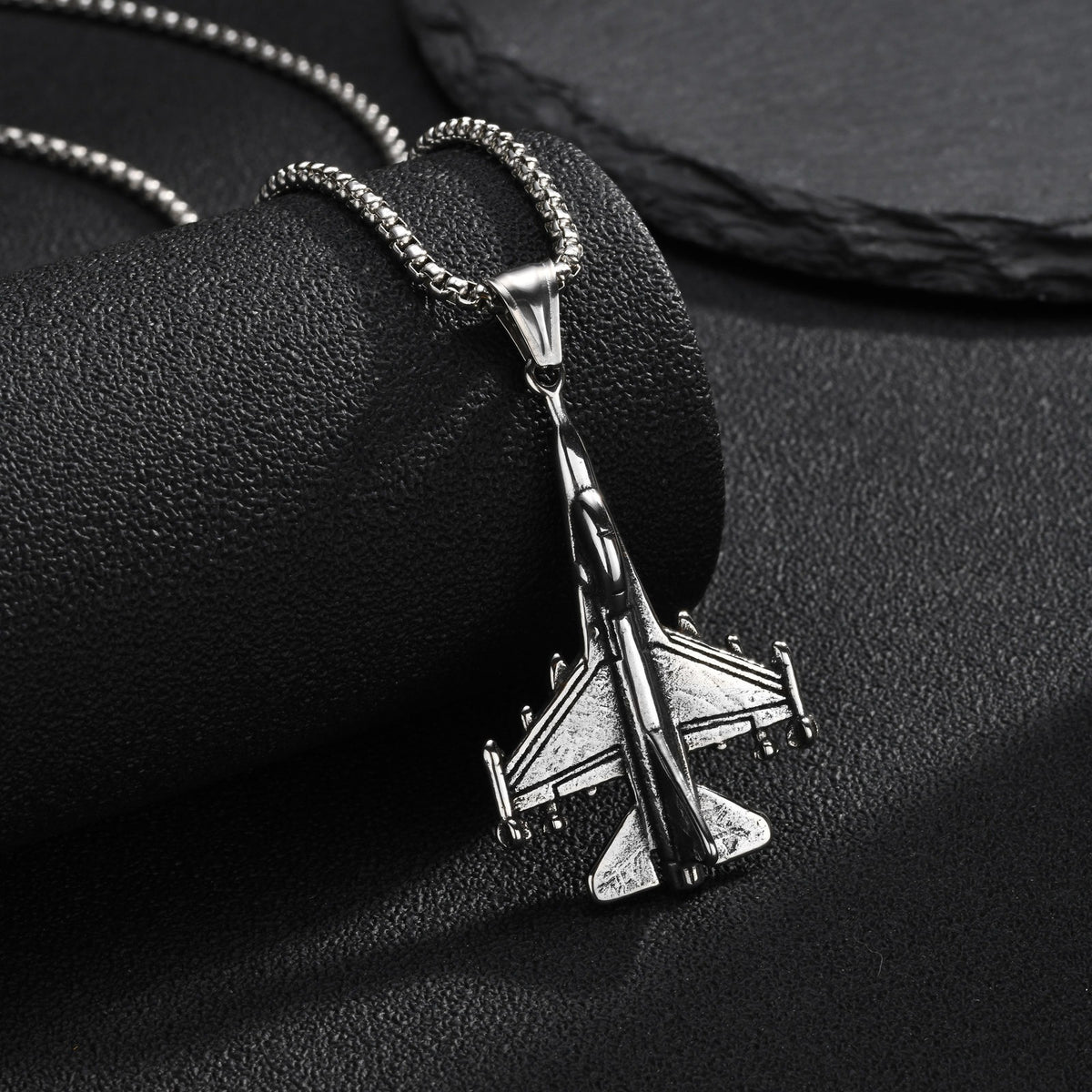 Kemstone Airplane Pendant Necklace for Men Stainless Steel Aviation Detail PN-1949