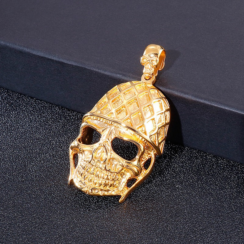 Kemstone Gothic Skull Pendant Necklace for Men – Titanium Steel KP37967-D