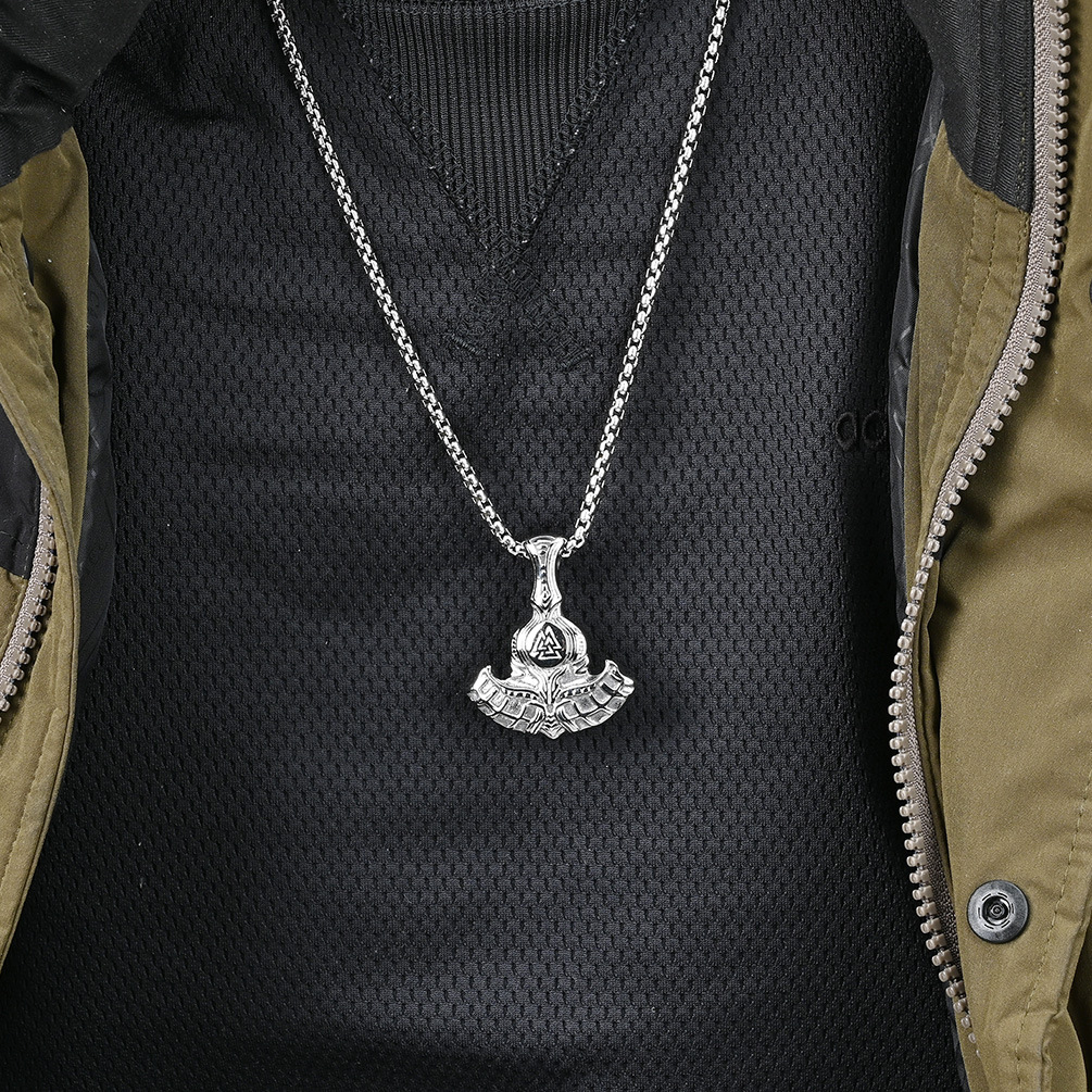 Kemstone Viking Axe Pendant Necklace for Men Stainless Steel Nordic Style K-PT466