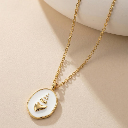 Kemstone Fish Pendant Necklace for Women 925 Sterling Silver Enamel Oval Dainty Ocean Style Gold Silver SAPN60