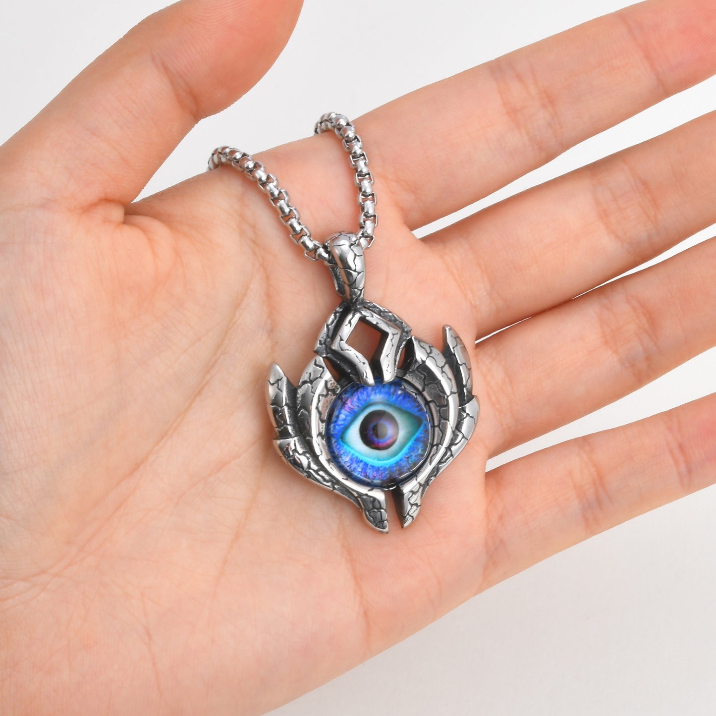 Kemstone Stainless Steel Blue Eye Pendant Necklace – Street Style Symbol for Men PN-2155