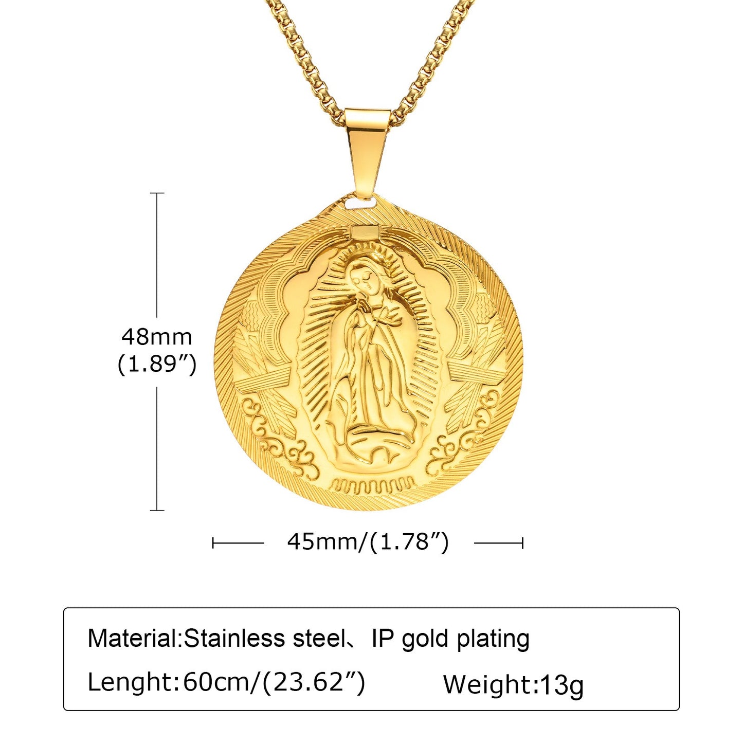 Kemstone Stainless Steel Medallion Necklace for Men Vintage Coin Pendant PN-777