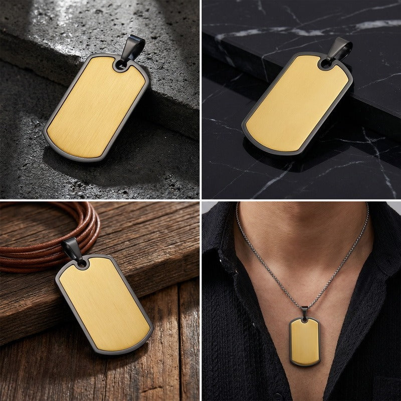 Kemstone Titanium Steel Tag Pendant Necklace – Brushed ID Plate for Men KP118330-ZLA