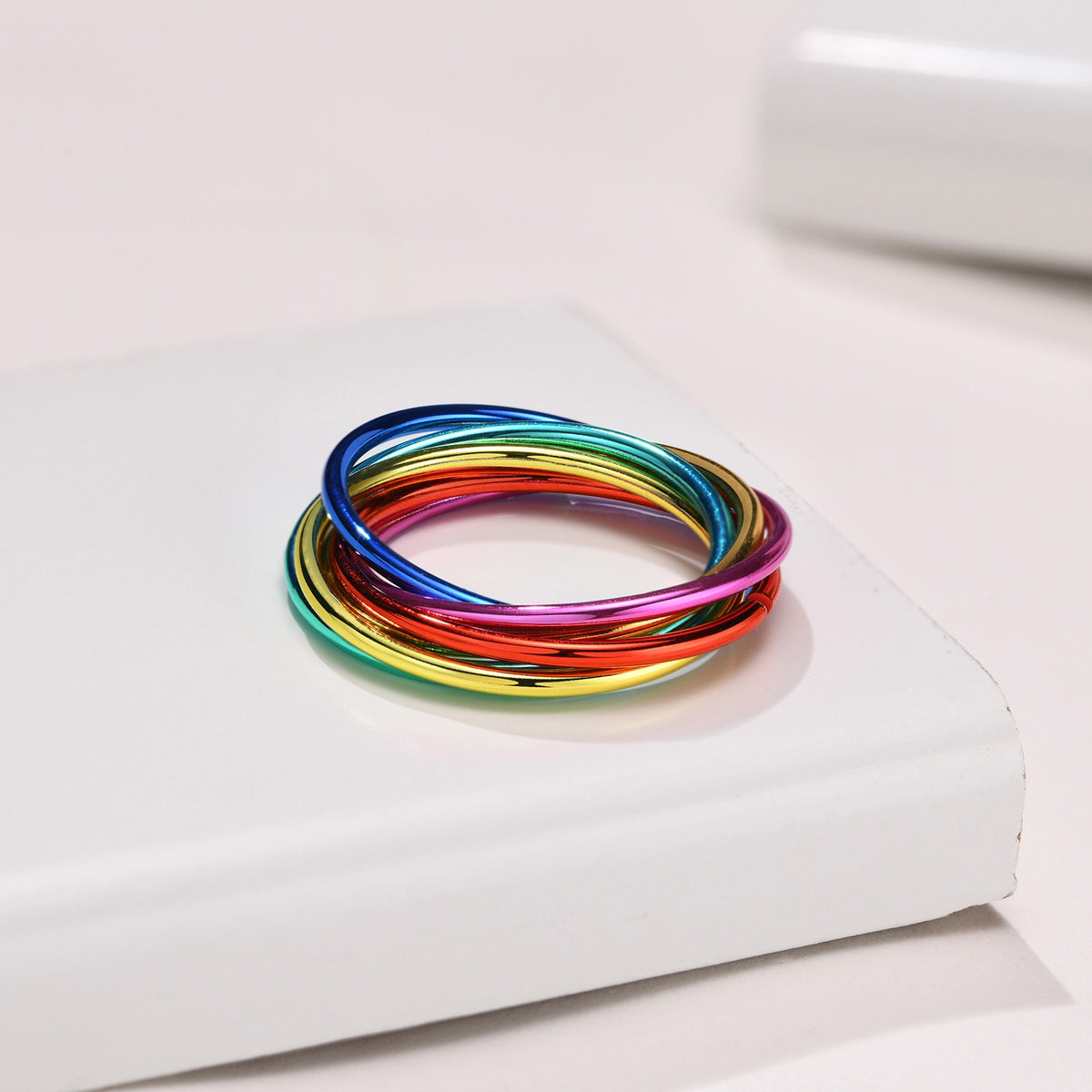 Kemstone Stainless Steel Six-Band Rainbow Ring for Men & Women R-599