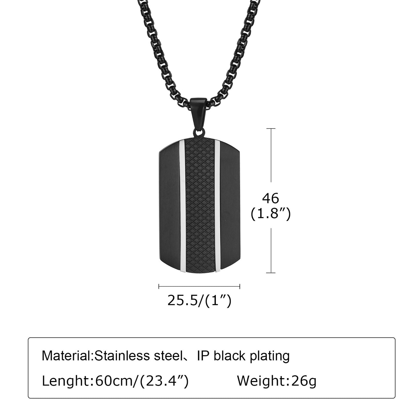 Kemstone Men’s Stainless Steel Black Pendant Necklace – Modern Minimalist PN-1931