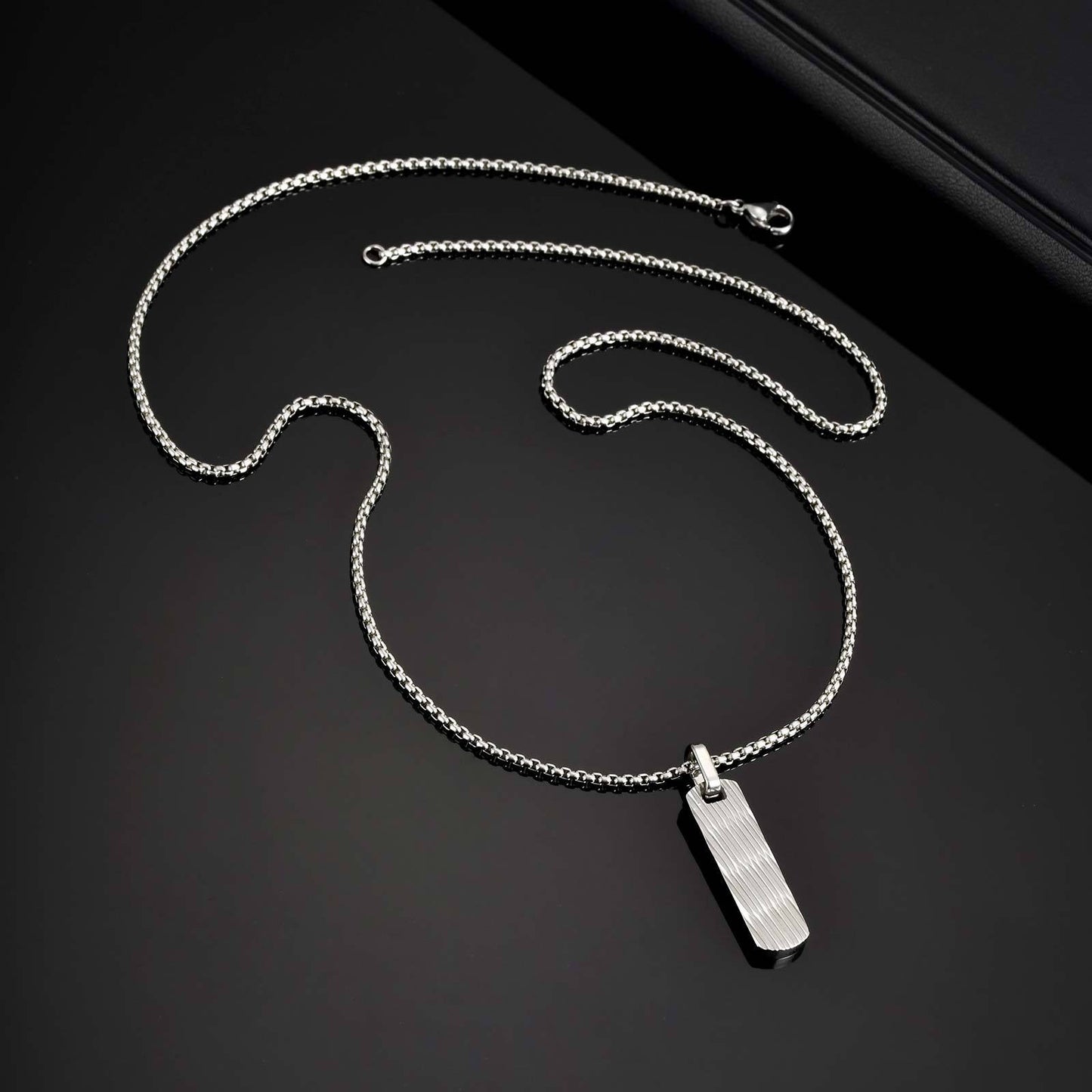 Kemstone Stainless Steel Vertical Bar Pendant Necklace for Men PN-2082