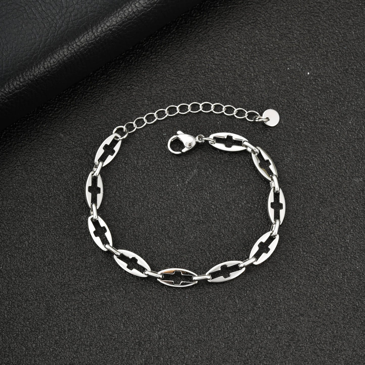 Kemstone Stainless Steel Cross Link Chain Bracelet for Men BR-3028