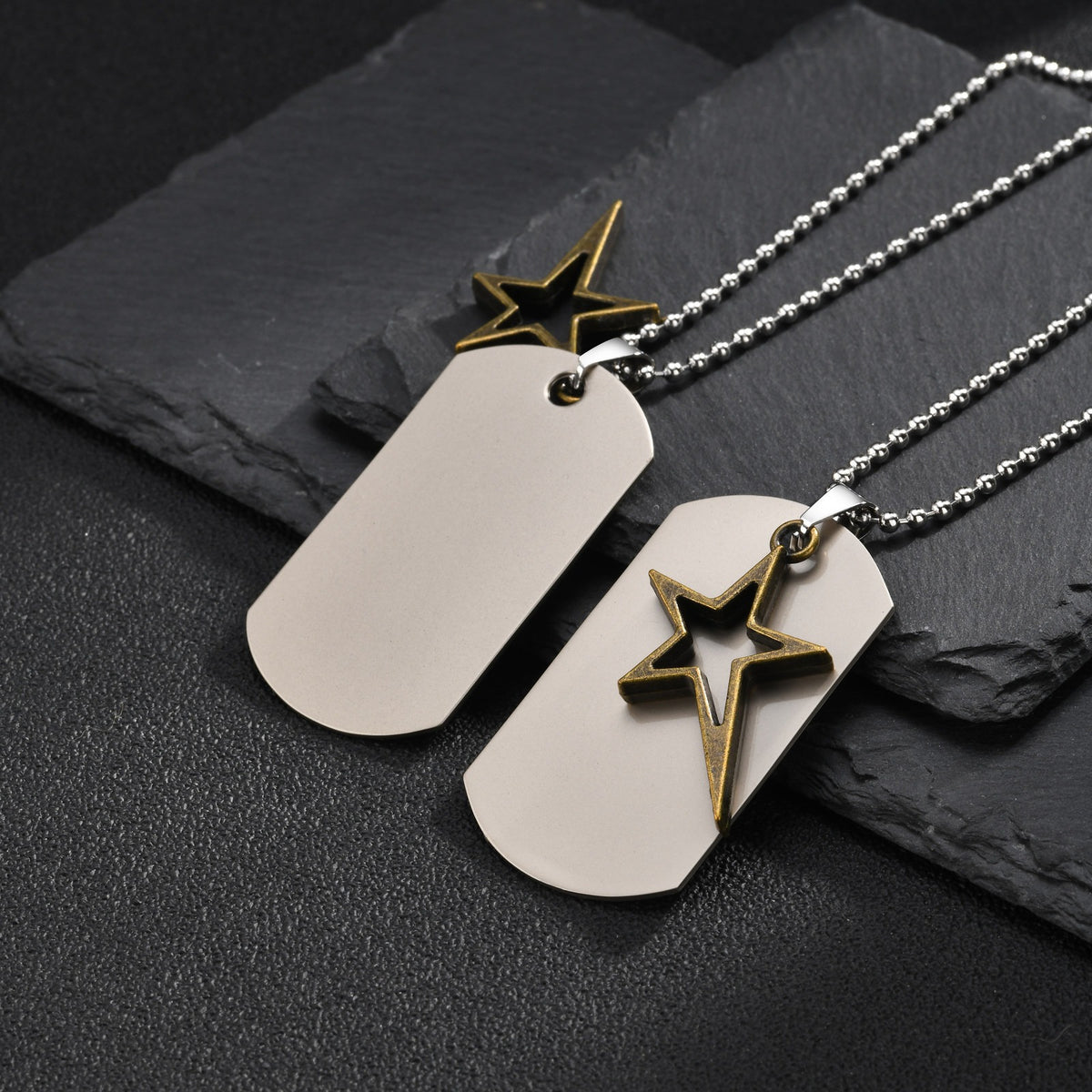 Kemstone Layered Star Pendant Necklace for Men Stainless Steel Open Star NC-3025