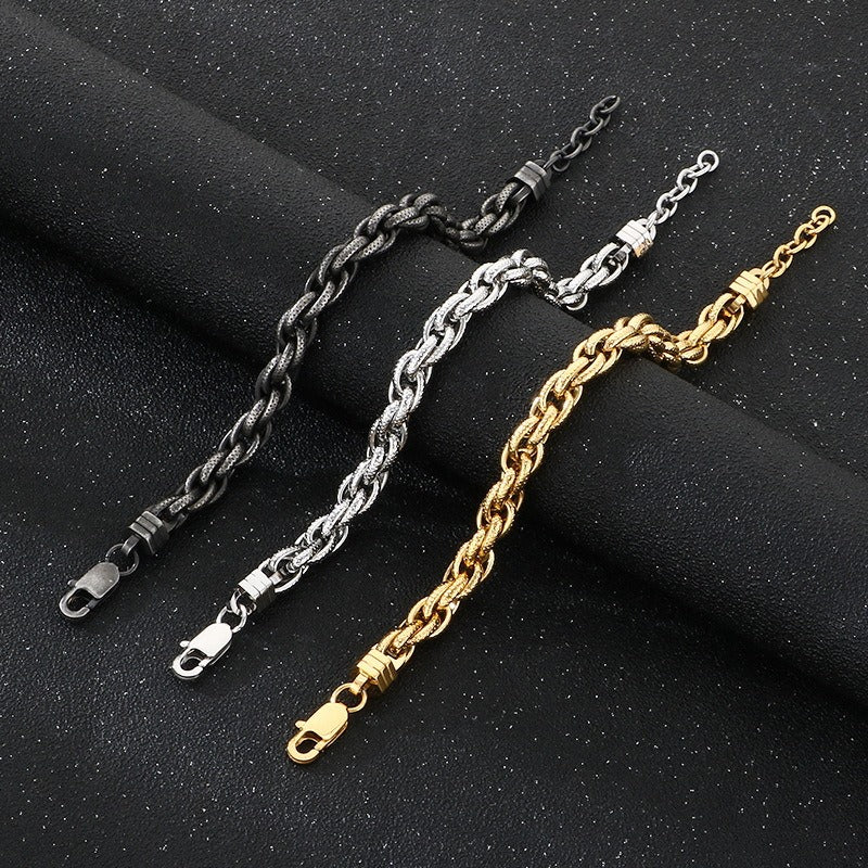 Kemstone Textured Braided Chain Bracelet for Men Titanium Steel Twisted Link KB214674-KFC