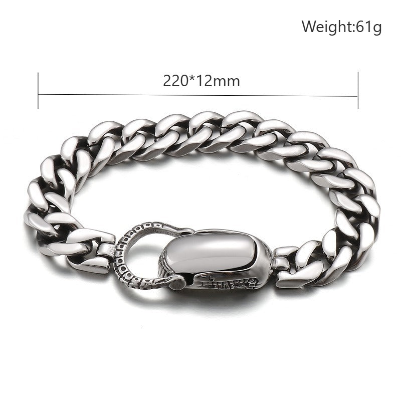 Kemstone Titanium Steel Cuban Chain Bracelet for Men – Heavy Link Punk Style KB136592-BDJX