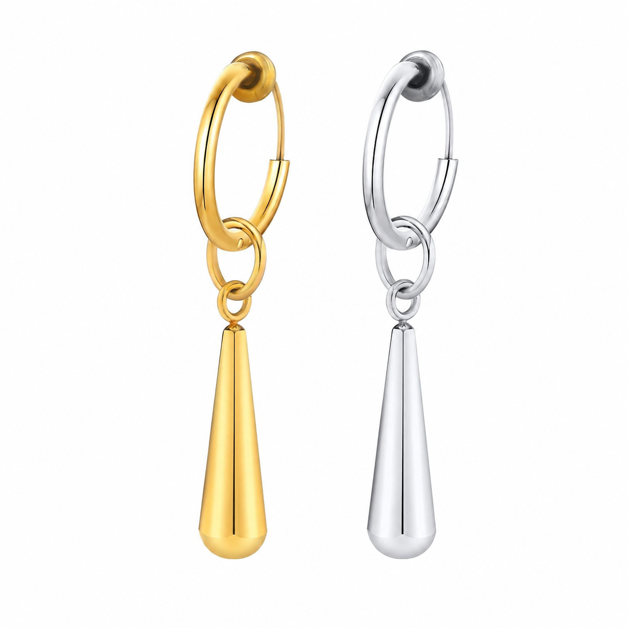 Kemstone Waterdrop Stainless Steel Earrings for Men – Gothic Minimalist Drop Design ED-556