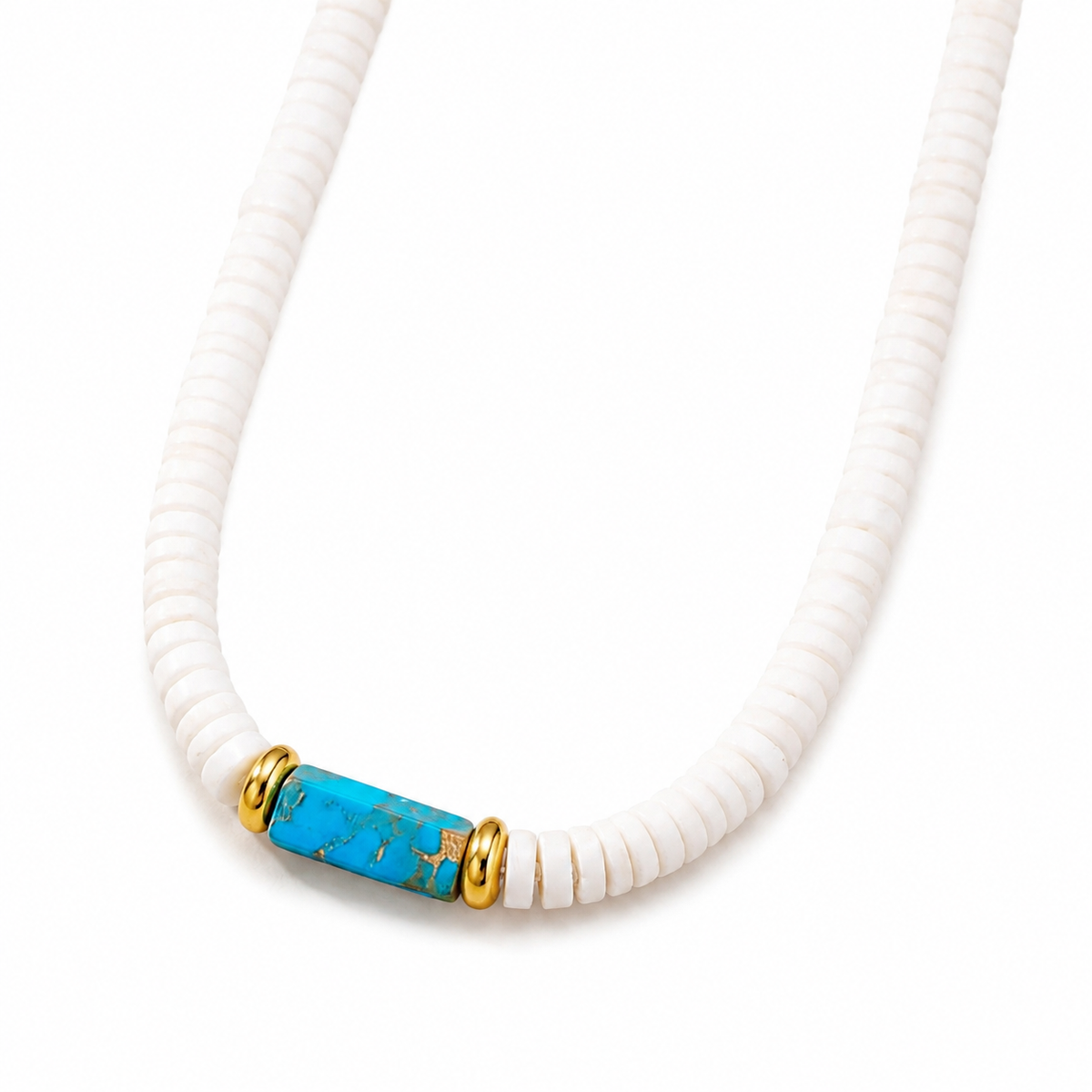 Kemstone Disc Bead Necklace for Men Geometric Accents NC3016