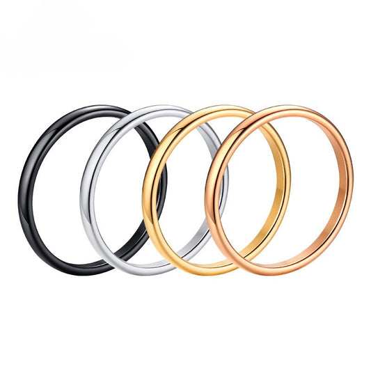 Kemstone 2mm Slim Circle Ring – Titanium Steel Stainless Steel Smooth Band for Daily Stacking R486