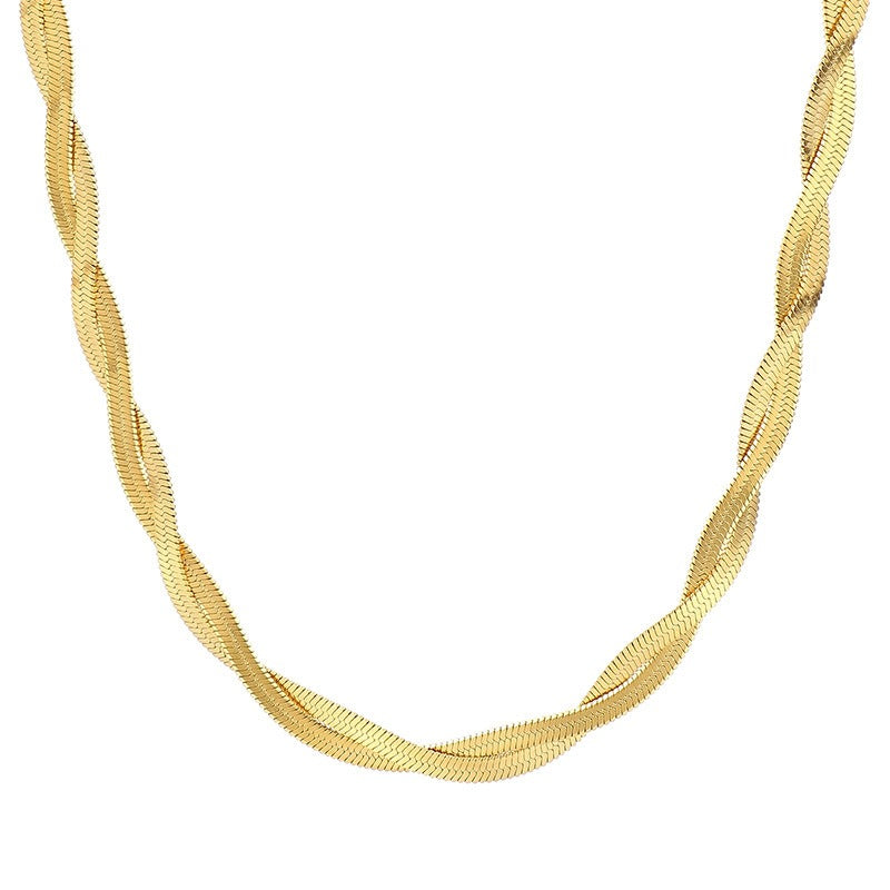 2mm Twisted Snake Chain Necklace & Bracelet for Men & Women – Adjustable 316L Stainless Steel Minimalist Jewelry KB181314-Z