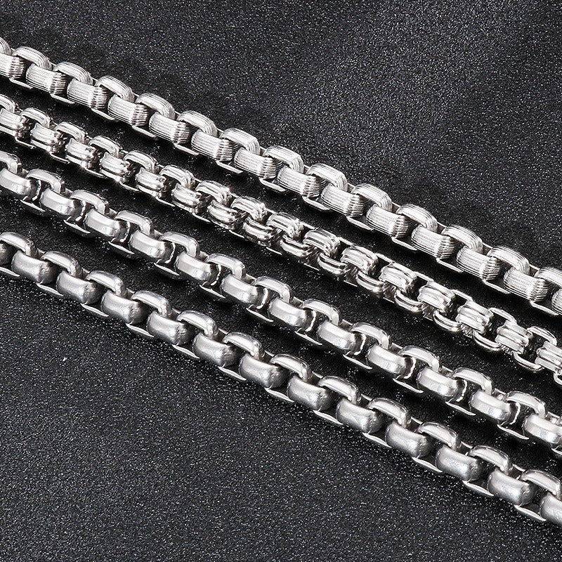 Kemstone Titanium Steel Box Link Bracelet for Men Square Chain Punk Gold Silver Black KB138817-KFC
