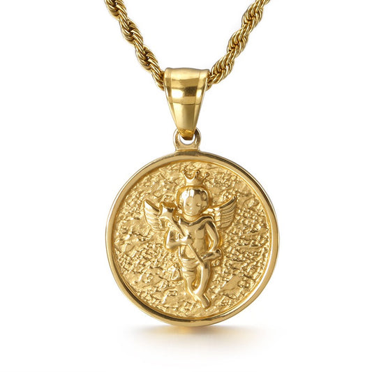 Kemstone 316L Stainless Steel Angel Halo Pendant – Minimalist Titanium Steel Chain KP80822-Z