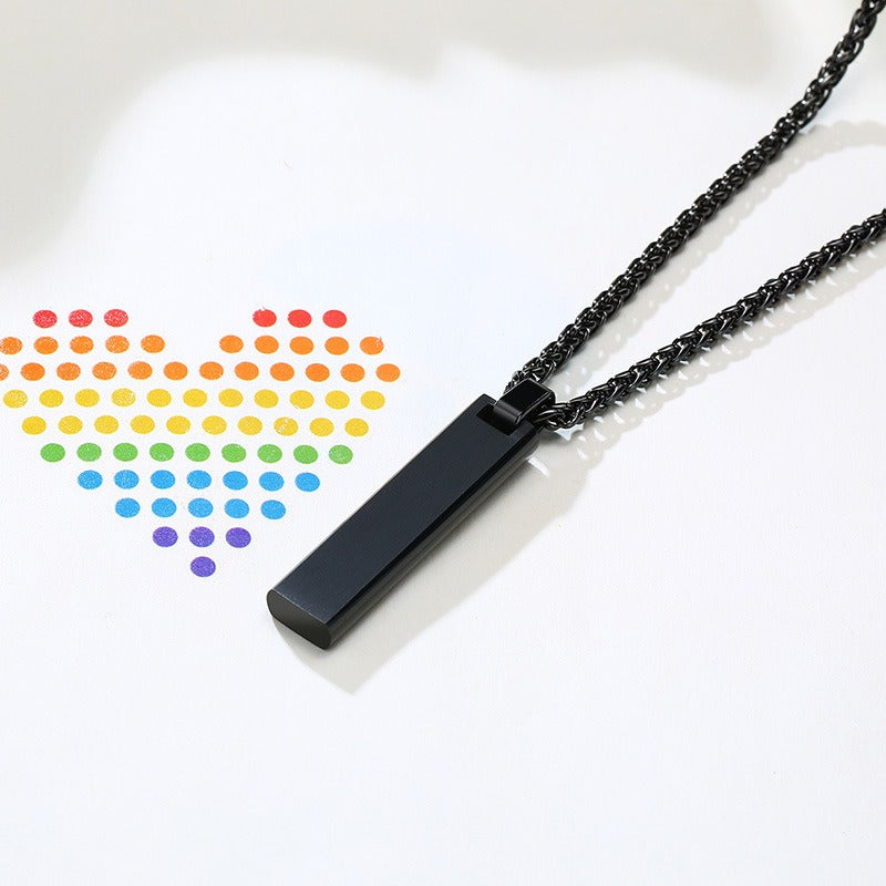 Kemstone Color Block Bar Pendant Necklace Stainless Steel Rectangle Design for Men PPN-004